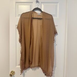 Ardene Beige Sheer Kimono with Pom Pom Trim One Size